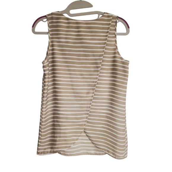 Women's J. Crew Beige Striped Lightweight Open Back Camisole Tank | Size 2 - Picture 2 of 8